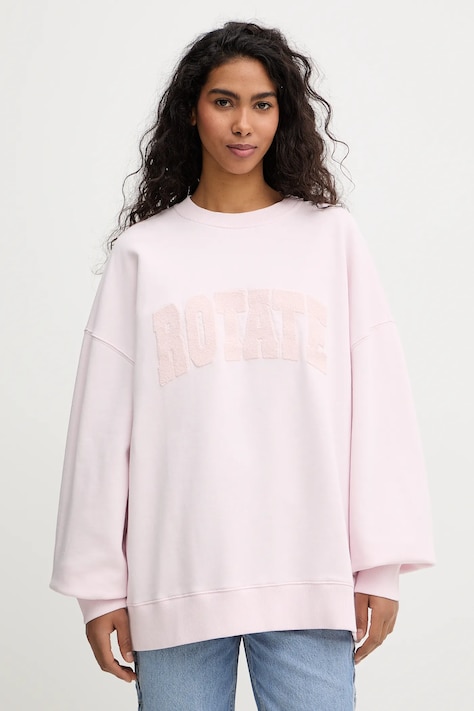 Rotate bluza bawełniana damska kolor różowy z aplikacją 1153161809