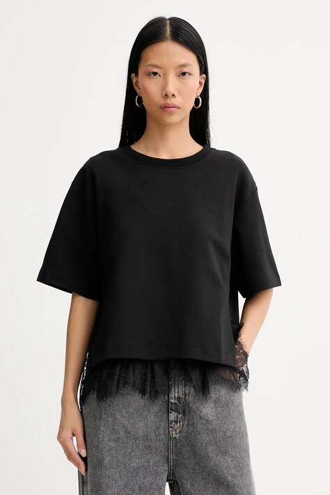 MUNTHE t-shirt bawełniany RACH damski kolor czarny 254101325426