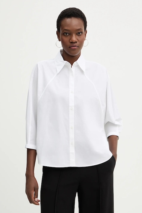 Bombažna srajca BOSS Orange C Belenta ženska, bela barva, 50553519