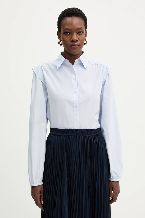 BOSS Orange koszula bawełniana C Bosally damska kolor niebieski regular z kołnierzykiem klasycznym 50553888