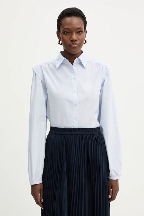 BOSS Orange koszula bawełniana C Bosally damska kolor niebieski regular z kołnierzykiem klasycznym 50553888