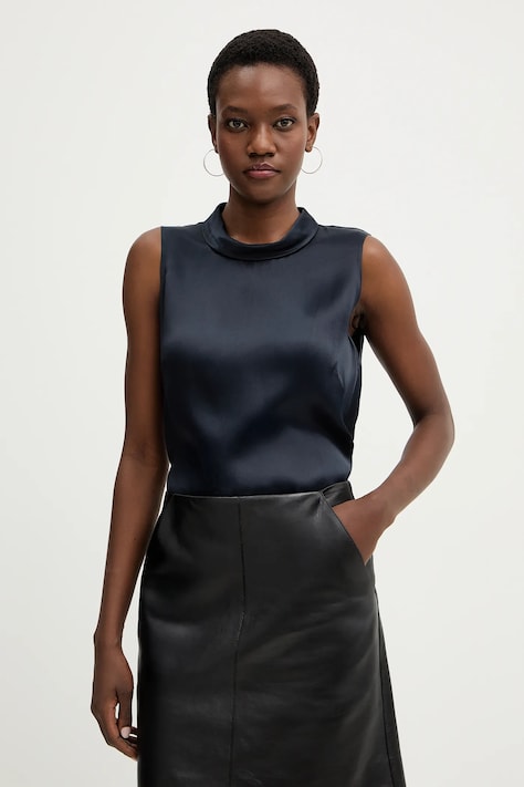 Блуза BOSS Baurina дамска в тъмносиньо с изчистен дизайн 50553047