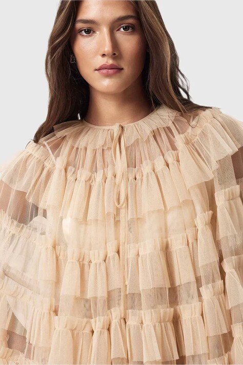 AllSaints bluzka damska kolor beżowy gładka W018PD