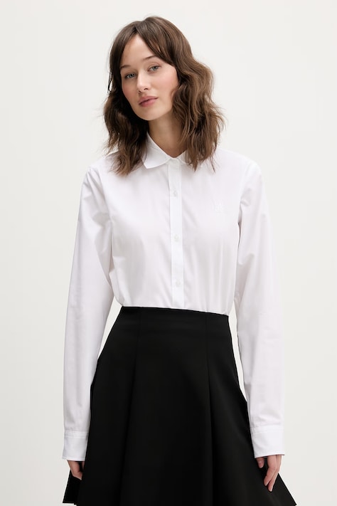 HUGO koszula bawełniana The Essential Shirt damska kolor biały regular z kołnierzykiem klasycznym 50552832
