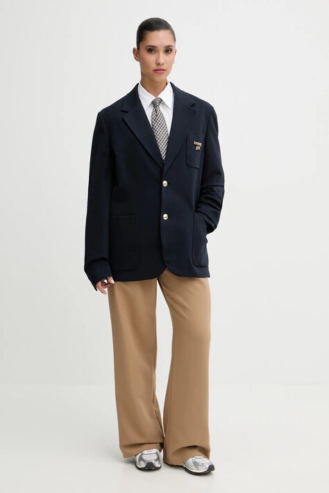 HUGO koszula bawełniana damska kolor biały slim z kołnierzykiem klasycznym 50552863