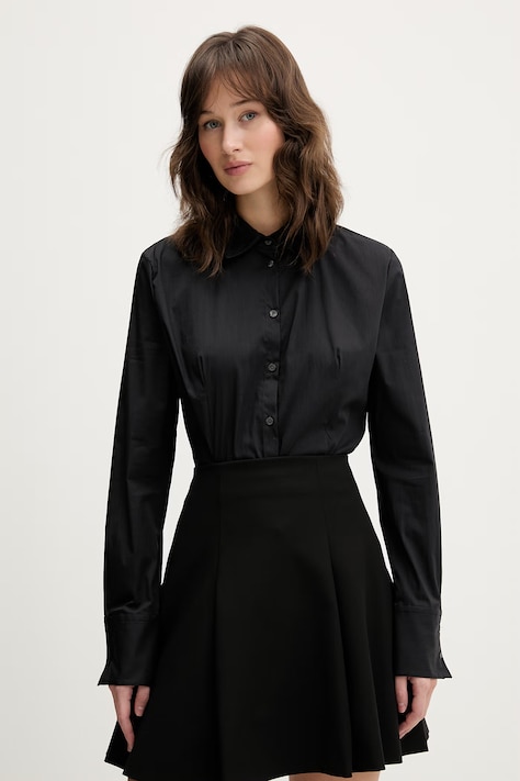 Srajca HUGO The Fitted Shirt ženska, črna barva, 50554568