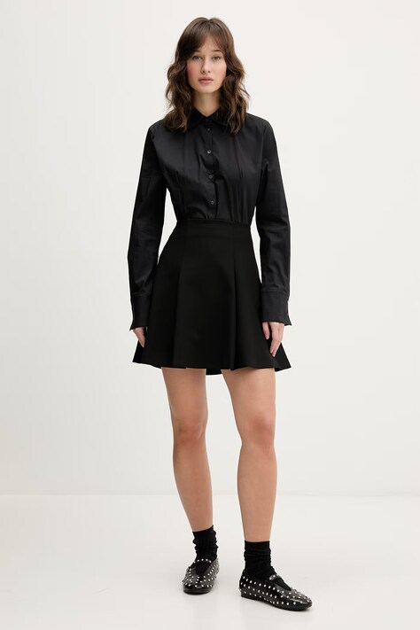 HUGO koszula The Fitted Shirt damska kolor czarny slim z kołnierzykiem klasycznym 50554568