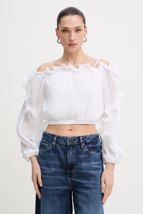 Guess bluzka GABRIELLA damska kolor biały gładka W6RH29 WI342