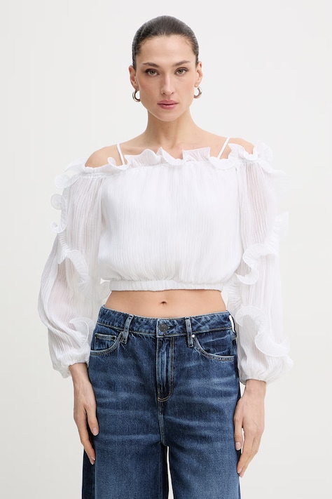 Bluza Guess GABRIELLA za žene, boja: bijela, bez uzorka, W6RH29 WI342