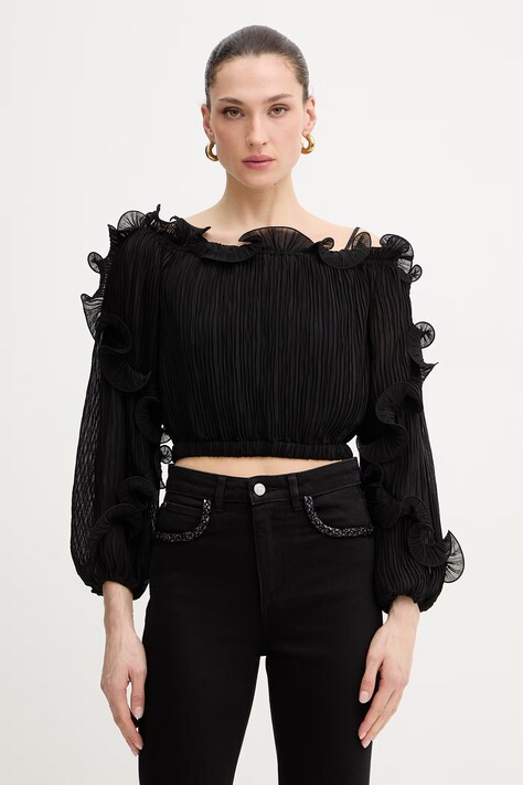 Guess bluzka GABRIELLA damska kolor czarny gładka W6RH29 WI342