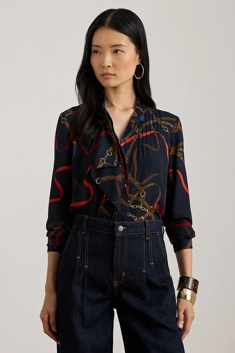 Lauren Ralph Lauren koszula damskie kolor granatowy regular 200P03553