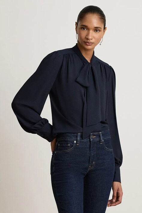 Lauren Ralph Lauren Koszula damska granatowa gładka 200P14083