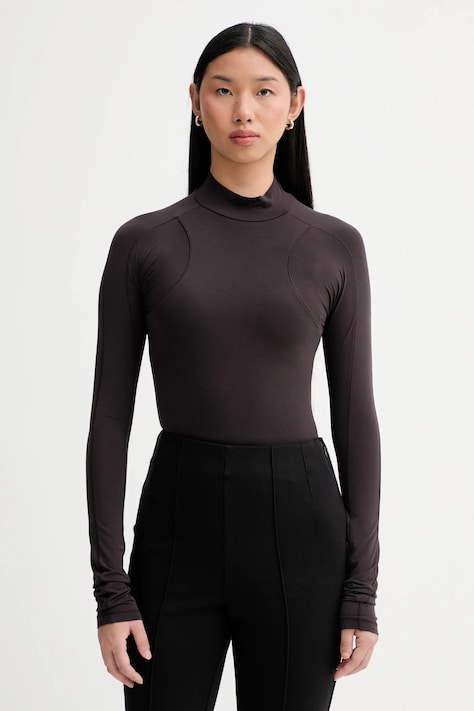 G-Star longsleeve kolor brązowy z półgolfem D27965-E299