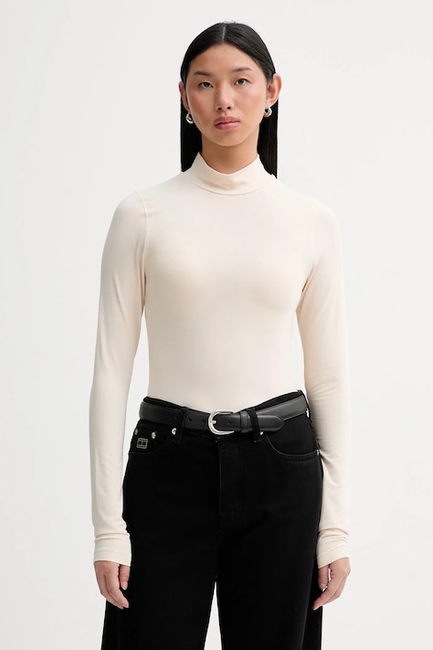 Tričko s dlouhým rukávem G-Star béžová barva, s pologolfem, D27968-E299