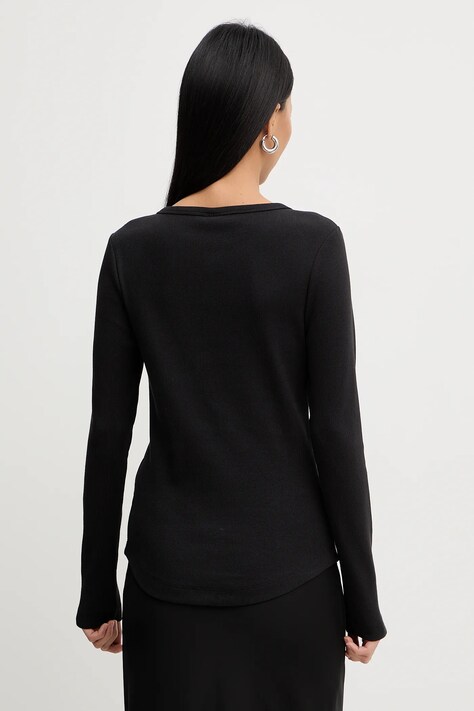 Лонгслів G-Star Henley slim — SS26-BDD045, чорний — фото 3
