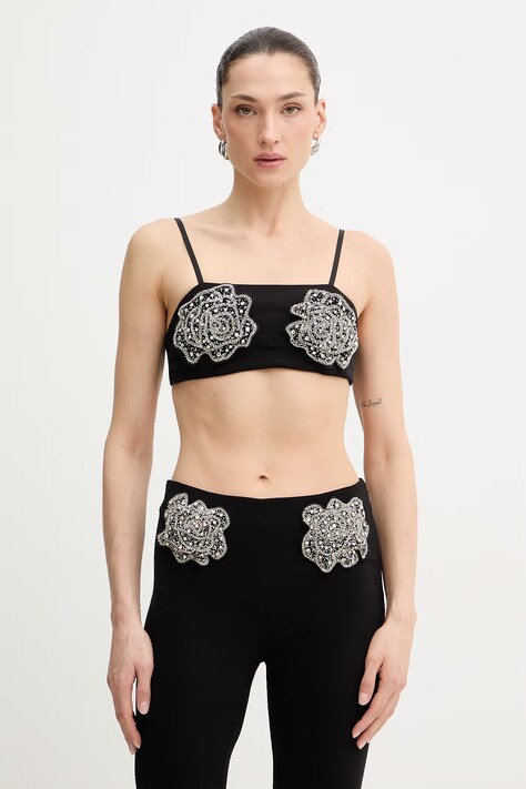 Pinko top damska kolor czarny z aplikacją 106622 A31P