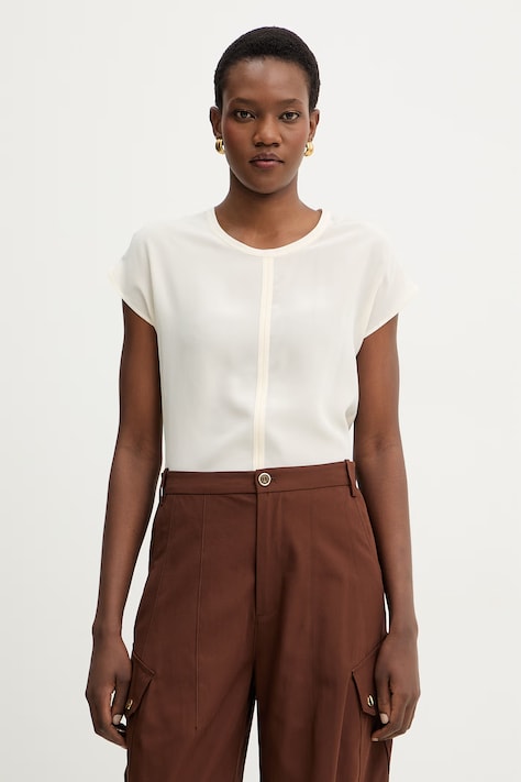 Μεταξωτή μπλούζα Pinko γυναικεία, χρώμα: μπεζ, 106195 A2T7