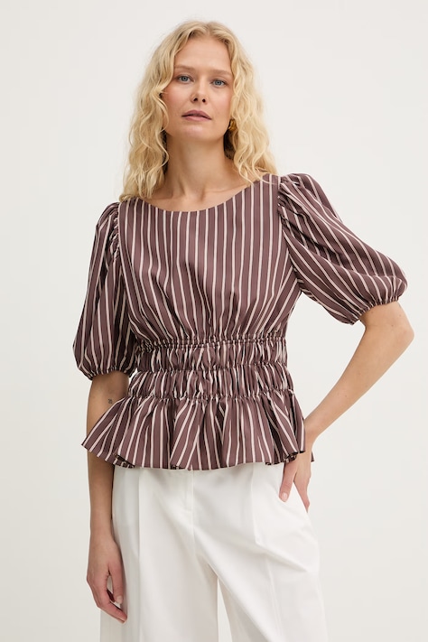 Pinko bluzka damska z wiskozą brązowa w paski 106674 A33Q