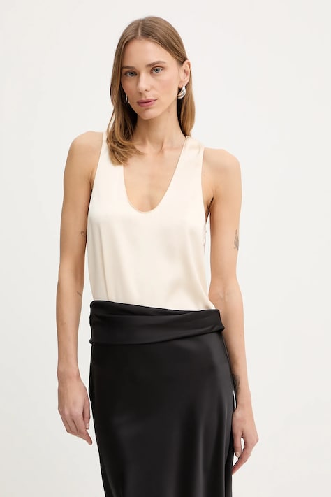 Patrizia Pepe bluzka damska kolor beżowy gładka 8C0725 A269