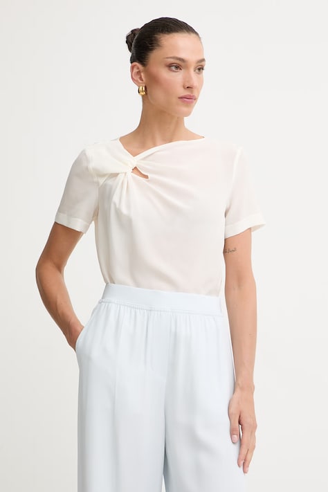 Pamučna bluza Patrizia Pepe za žene, boja: bež, bez uzorka, 8C0847 A156