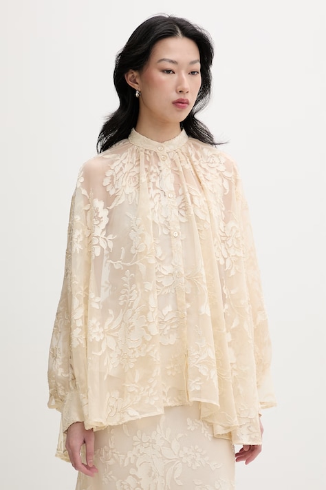 ERMANNO Firenze koszula damska beżowa w kwiaty D48EK019CSE60