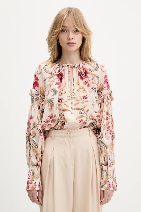 Farm Rio bluzka bawełniana damska kolor różowy wzorzysta 345086