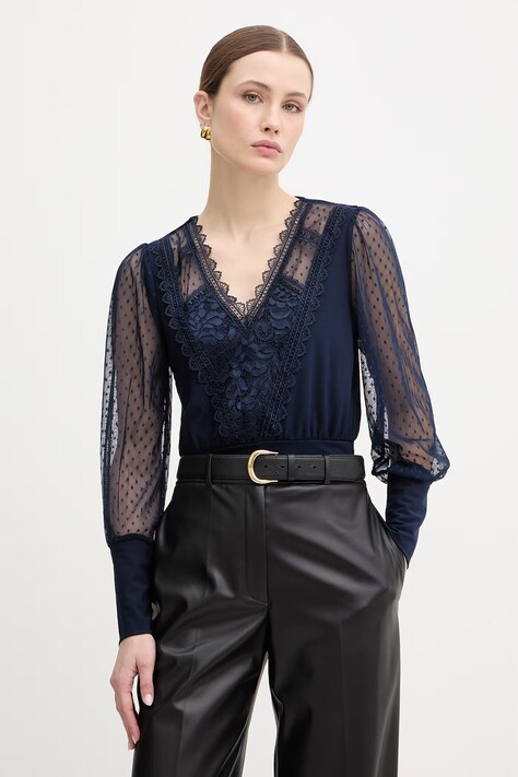 Morgan bluzka damska kolor granatowy gładka TAGADO