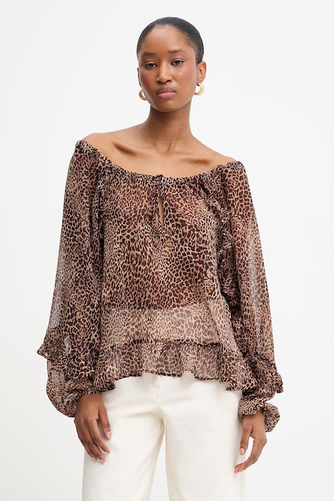 Morgan bluzka damska kolor brązowy wzorzysta OWAY.F