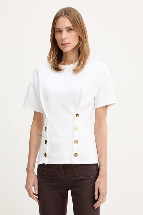 Elisabetta Franchi bluzka damska kolor beżowy gładka MA00461E2