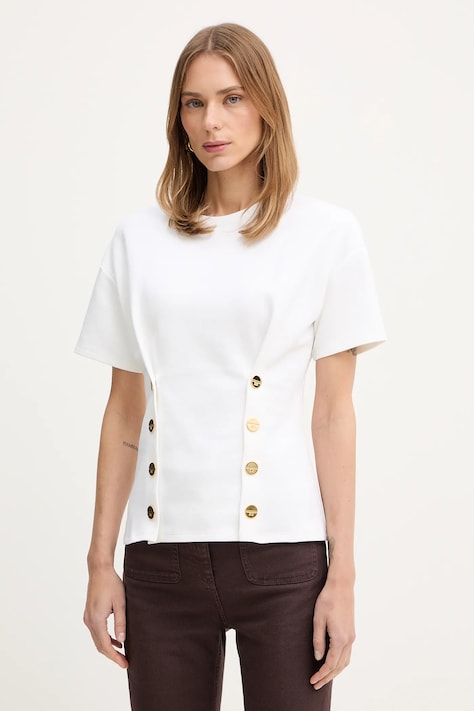 Elisabetta Franchi bluzka damska kolor beżowy gładka MA00461E2