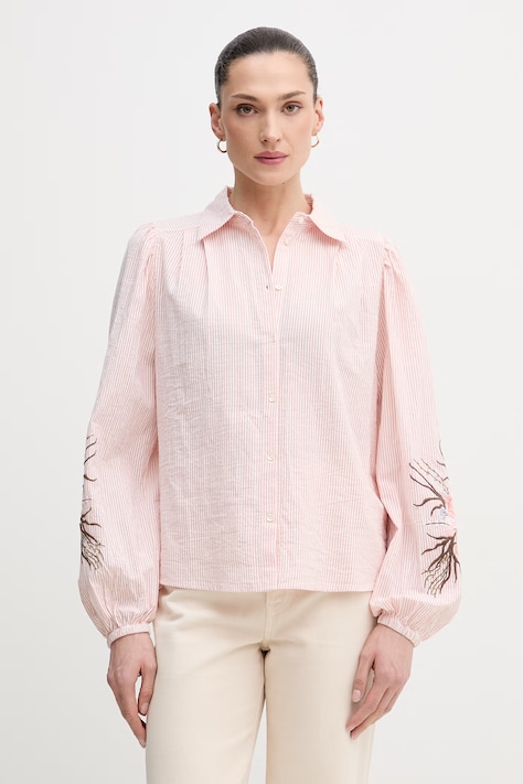 Pamučna košulja Mos Mosh Ciu za žene, boja: narančasta, regular, s klasičnim ovratnikom, 177980.