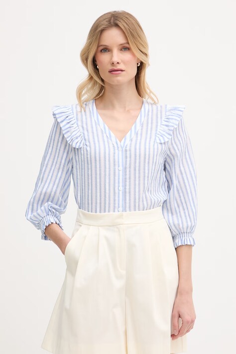 Mos Mosh koszula damska bawełniana Debby niebieska w paski 177110
