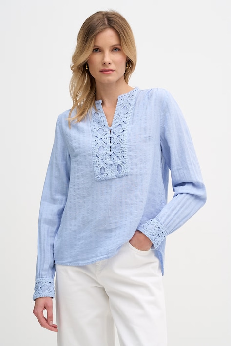 Mos Mosh bluzka damska z lnem Evanda niebieska 176870