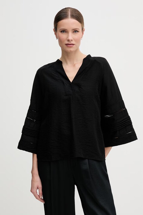Mos Mosh bluzka damska z wiskozy Aleysa czarna gładka 177950