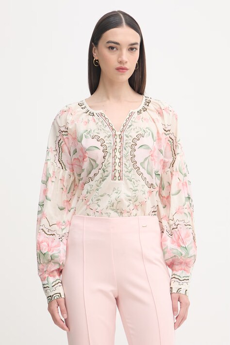 Mos Mosh bluzka damska bawełniana Wylde zielona w kwiaty 178220