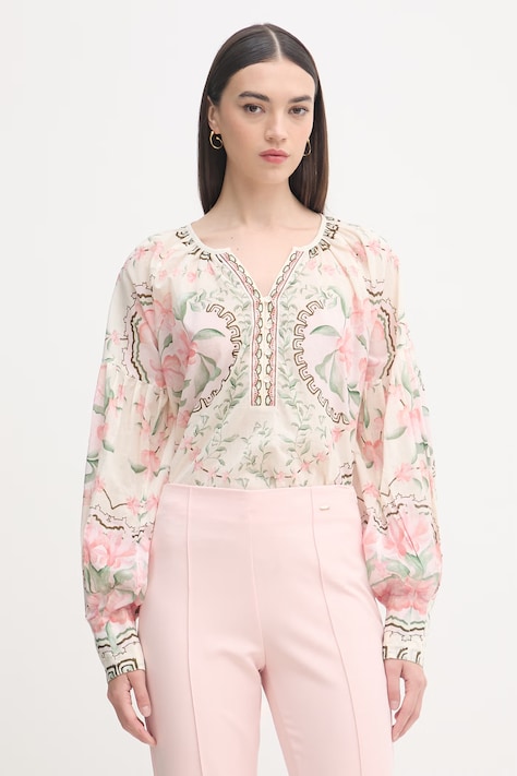 Mos Mosh bluzka damska bawełniana Wylde zielona w kwiaty 178220