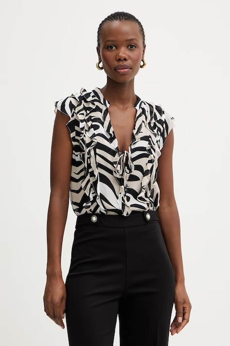 Marella bluzka z falbanką damska z wiskozy UGOLA czarna 2613161034200