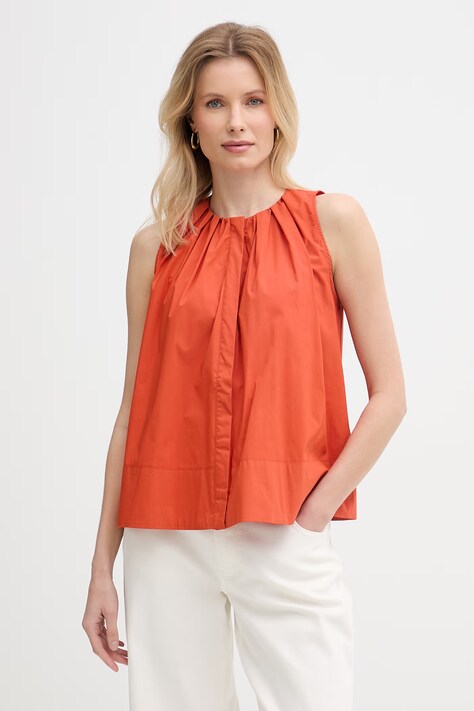 Marella рубашка для женщин с хлопком Emme by Marella оранжевая однотонная 2615161042200