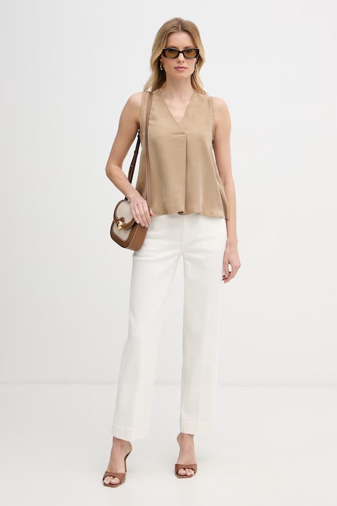 Marella bluzka na ramiączkach damska z lyocellu Emme by Marella beżowa 2615161182200