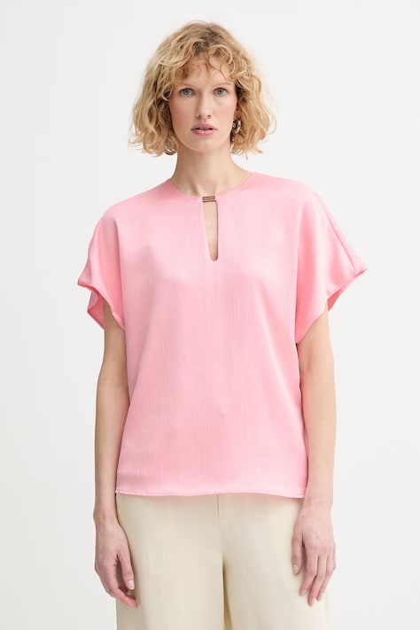 Calvin Klein bluzka damska różowa gładka LV044F150G