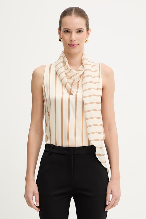 Simona Corsellini bluzka damska kolor beżowy wzorzysta P26CPTO00401