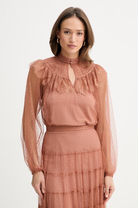 Twinset bluzka damska kolor brązowy gładka 261TP2772