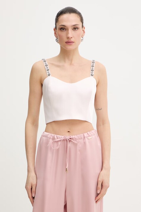 Twinset bluzka damska kolor różowy z aplikacją 261TP2413