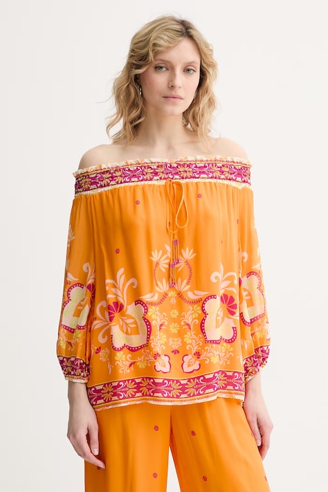 Twinset bluzka hiszpanka damska z wiskozy pomarańczowa 261LB2LAA