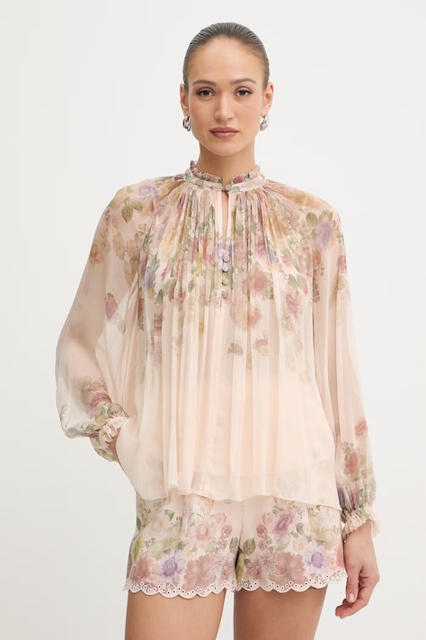 Twinset bluzka damska z wiskozy beżowa w kwiaty 261TT2562