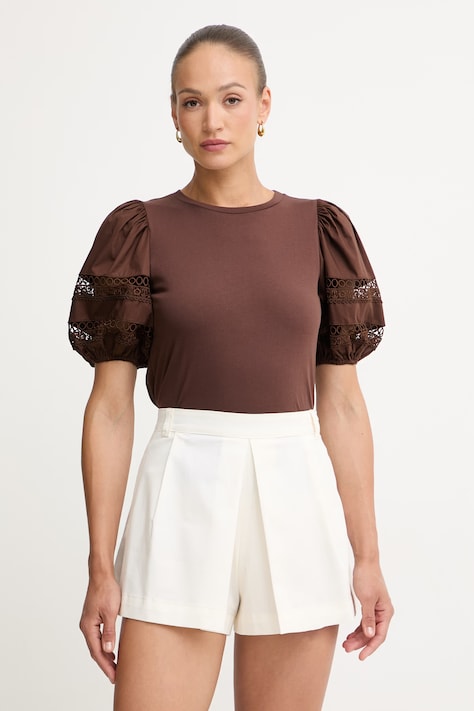 Twinset tricou pentru femei, din bumbac maro 261TT2260