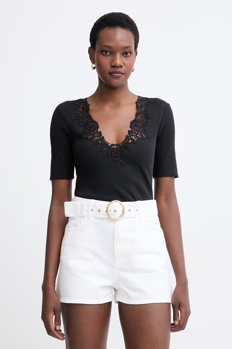 Twinset t-shirt γυναικείο βαμβακερό μαύρο 261TT2361