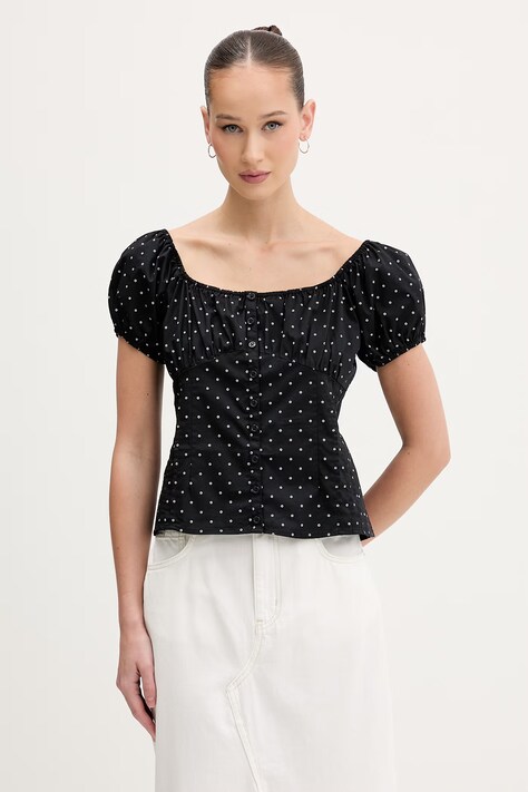 Guess Jeans blúzka dámska bavlnená čierna W6GHC6 WO951