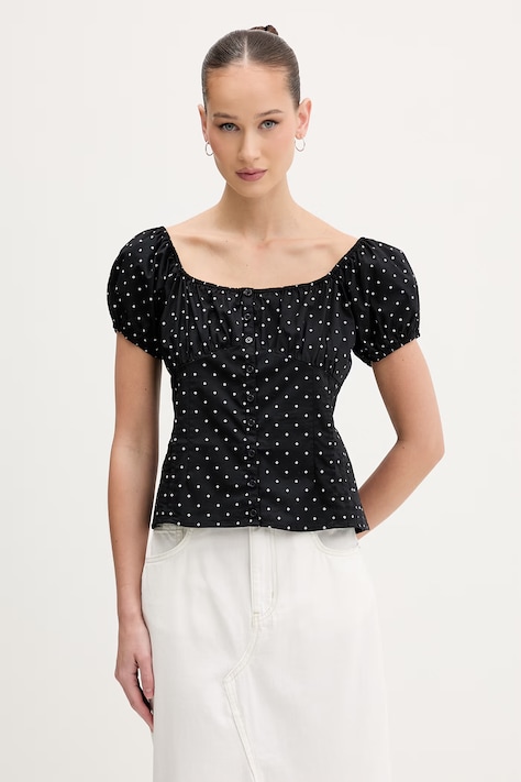 Guess Jeans blúzka dámska bavlnená čierna W6GHC6 WO951