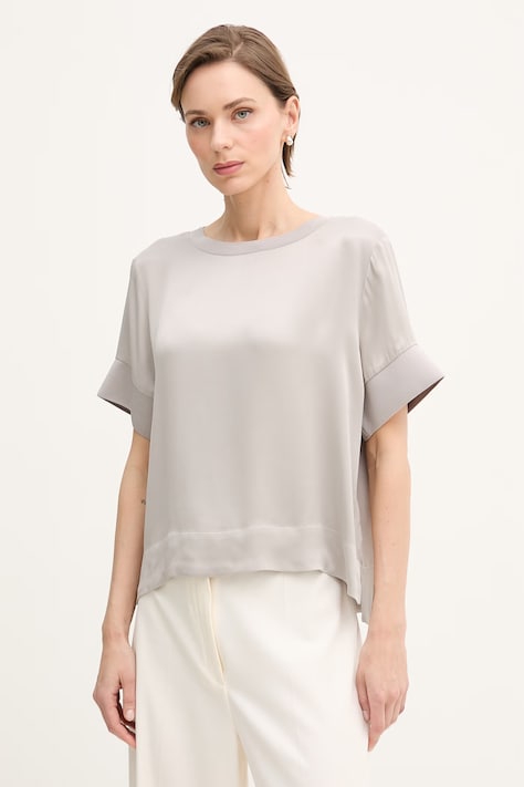 Sisley bluzka damska z wiskozy szara 52BZLQ0AN